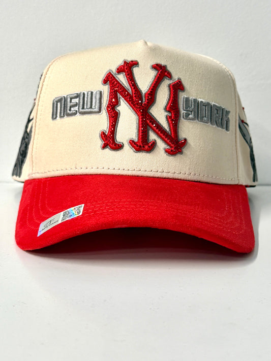 Gorra NY beige red